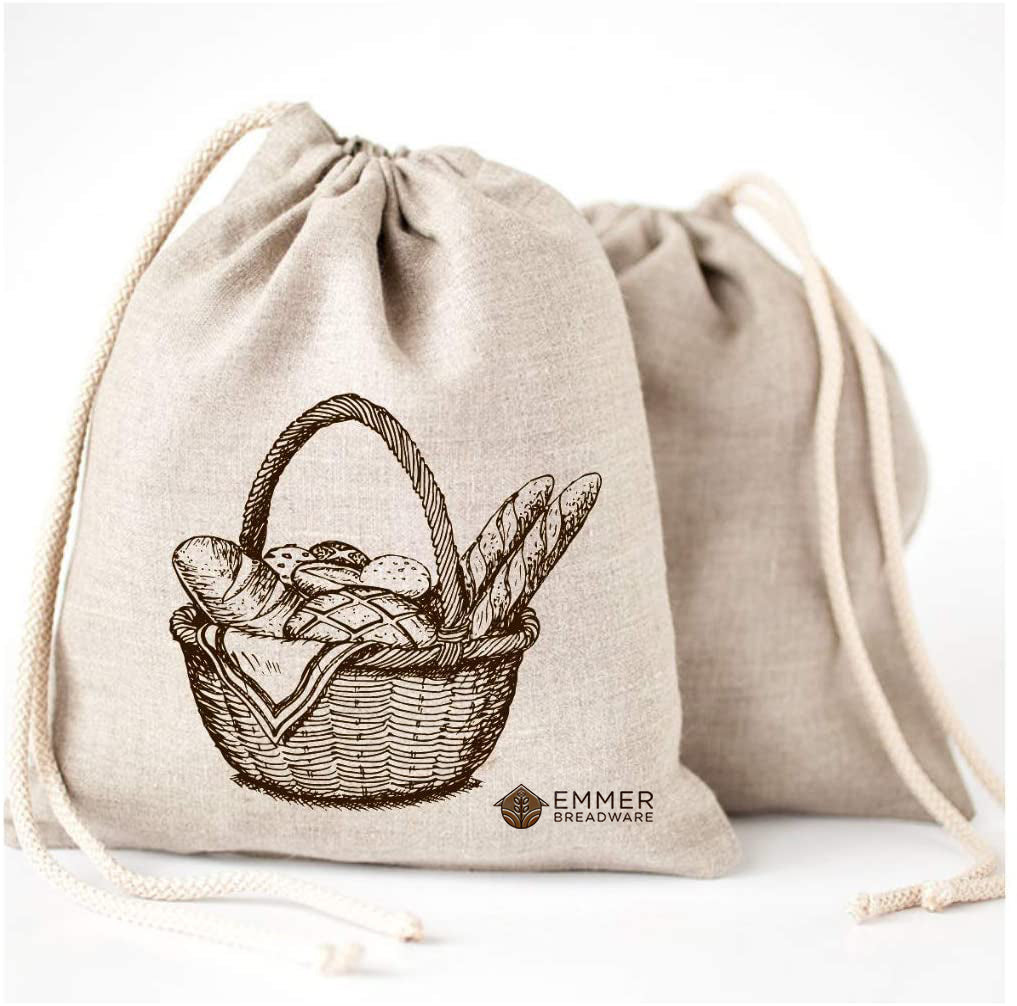 Linen Bread Bags For Homemade Bread And Loaf Reusable Drawstring